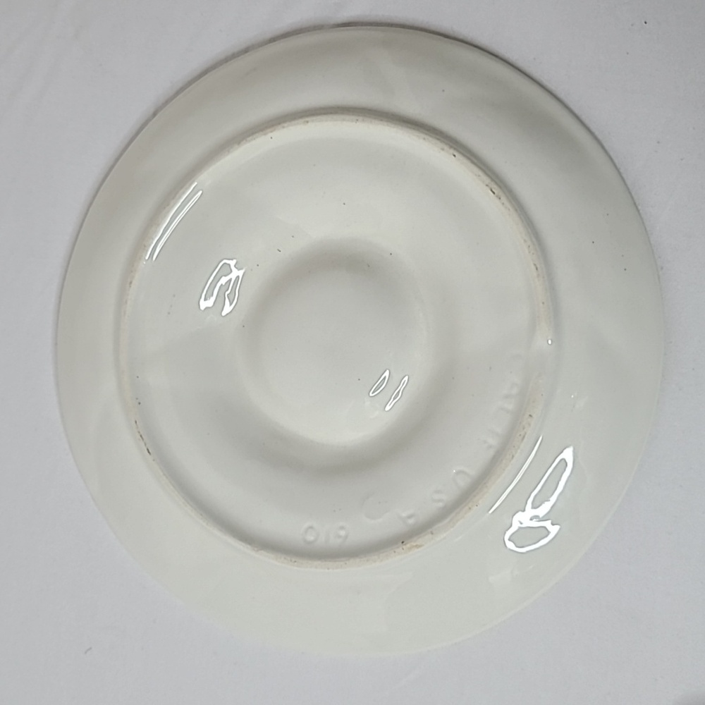 Vintage California Pottery #610 60's 70's Stoneware Clam Shell Plate Dish White - Picture 9 of 16